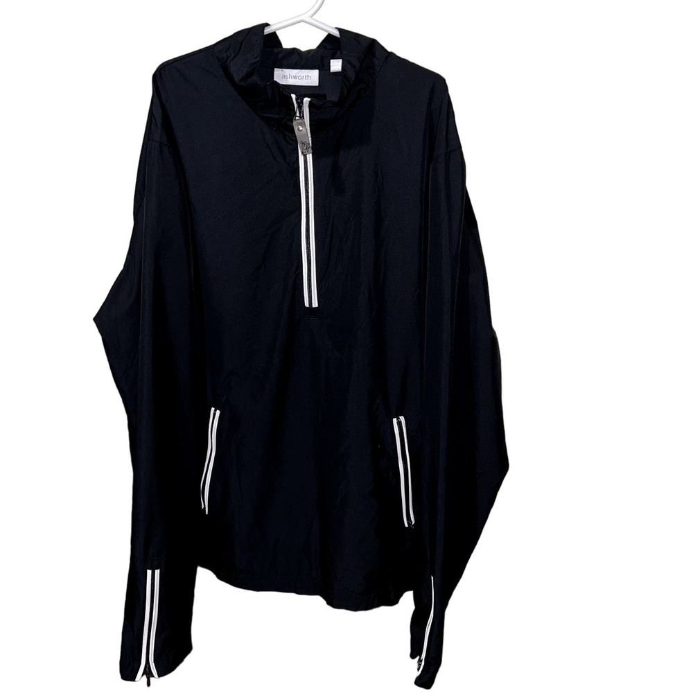 Ashworth Women's Golf Windbreaker Half Zip Size M Black Jacket